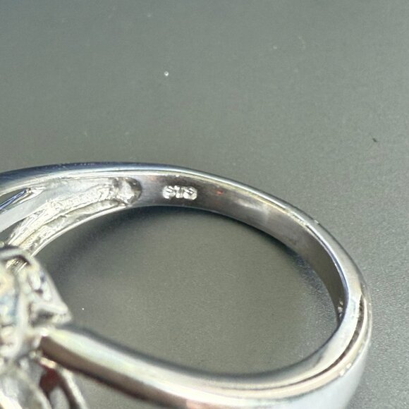 Sterling Silver Multi Stone Crystal Ring Cluster Ring 10 - Picture 4 of 5